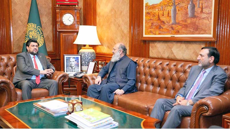 Governor Sindh Kamran Khan Tessori meeting Federal Minister for Commerce Jam Kamal Khan at Governor House