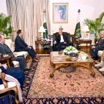 President Asif Ali Zardari in a meeting with Maj. Gen. (Retd) Khurram Sarfaraz Khan, Ambassador-designate of Pakistan to Jordan, at Aiwan-e-Sadr