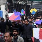 A large number of people purchase kites in connection with the upcoming Basant festival in the provincial capital