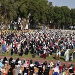 A large number of students solving question paper during pre-entry test organized by Al-Khidmat Foundation Pakistan at public school
