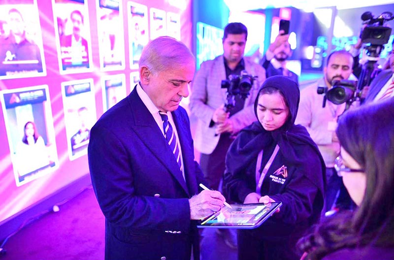 Prime Minister Muhammad Shehbaz Sharif visits different kiosks at "Al Indus Week", an Initiative of Ministry of Information Technology